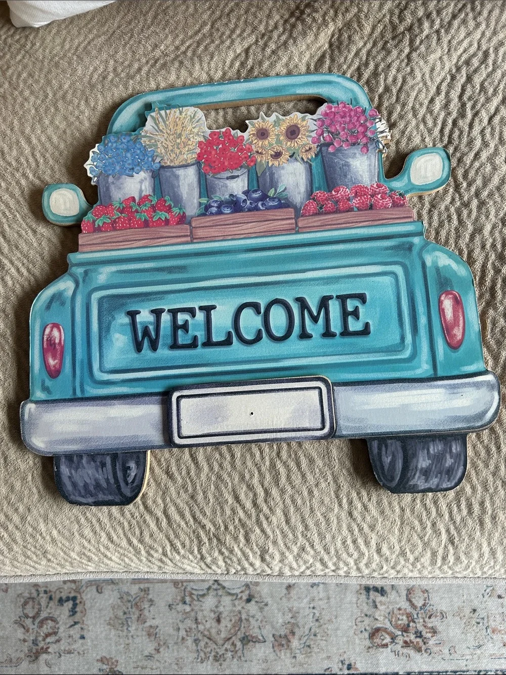 Welcome Floral Truck Wall Accent - Teal used